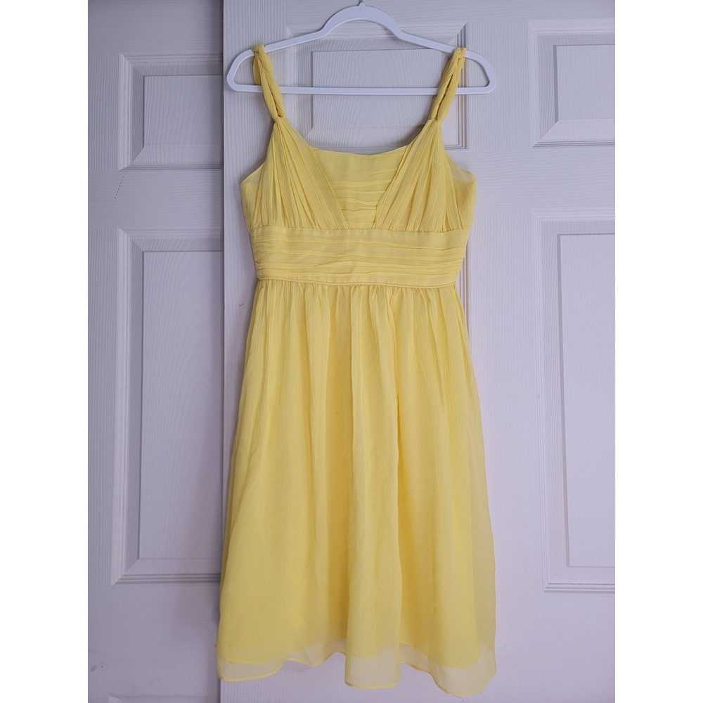 Banana Republic 100% Silk Yellow Lauren GG Mini Dress Fit & Flare Size 4 - Picture 11 of 14